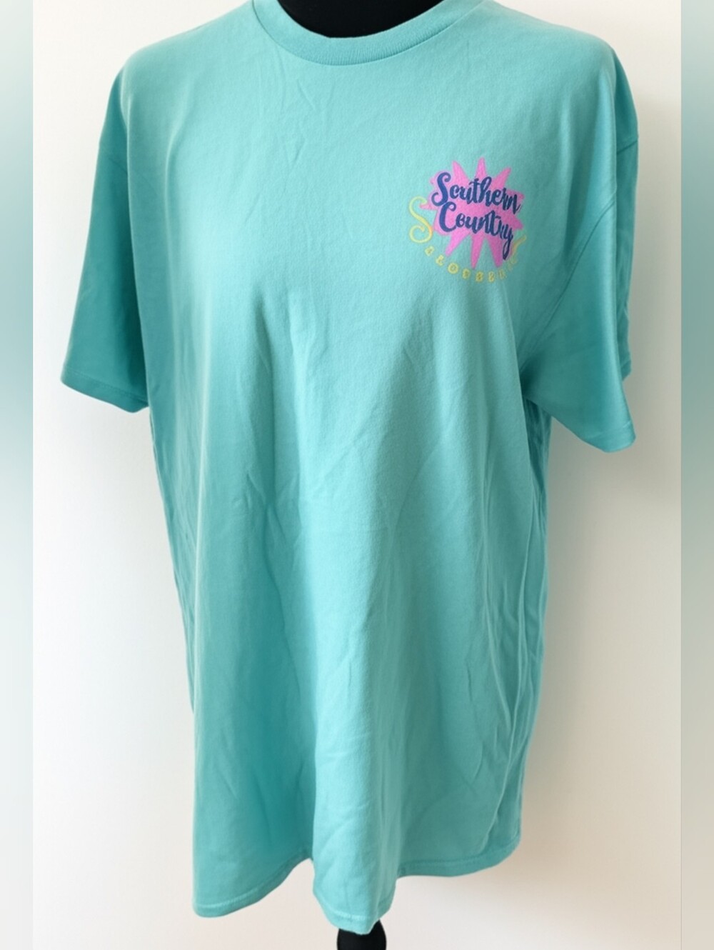 Short Sleeve T-shirt Pullover Crew Neck Top Women's Vibrant Color Print Sz M